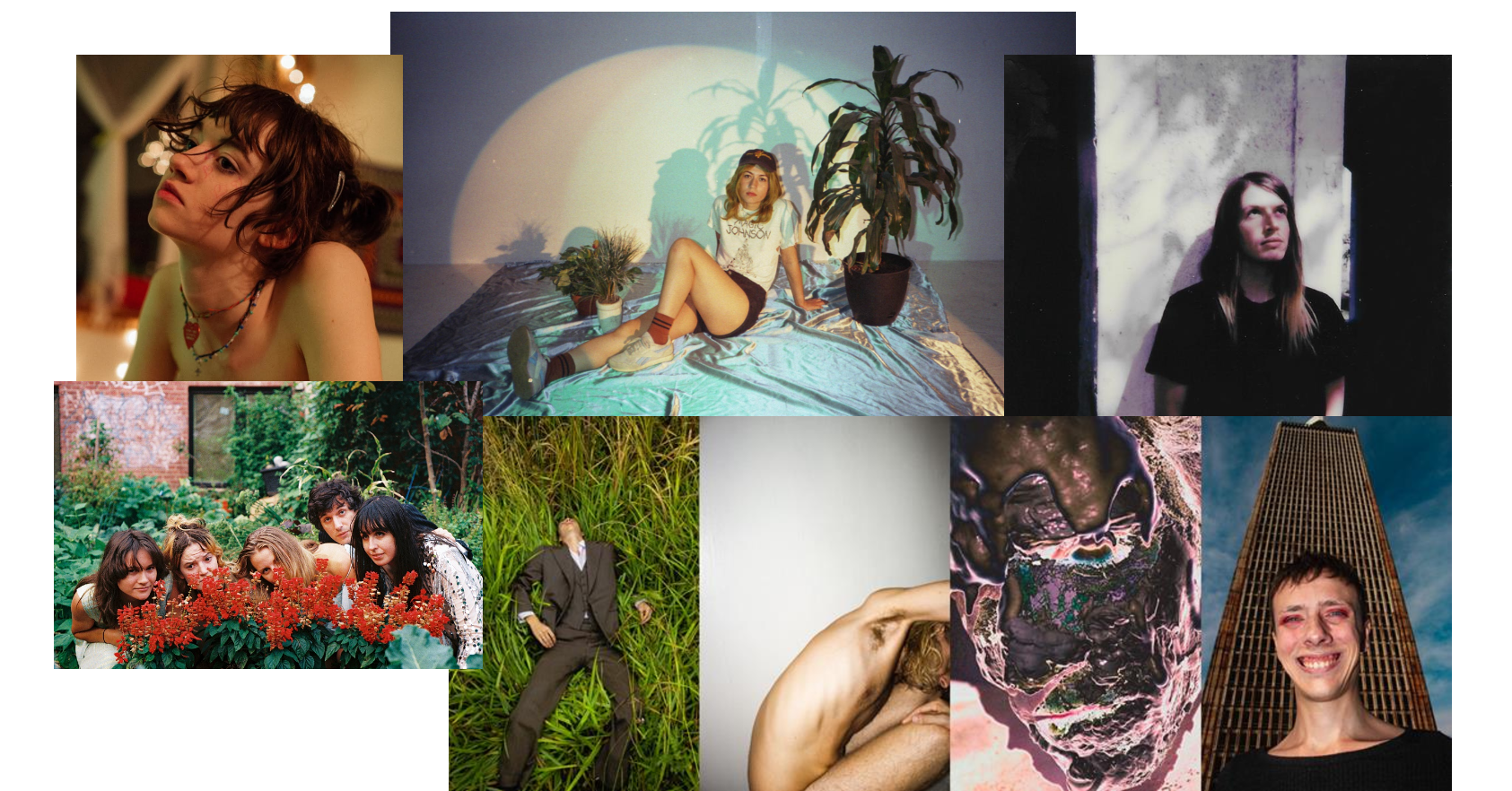 Images of artists on the podcast